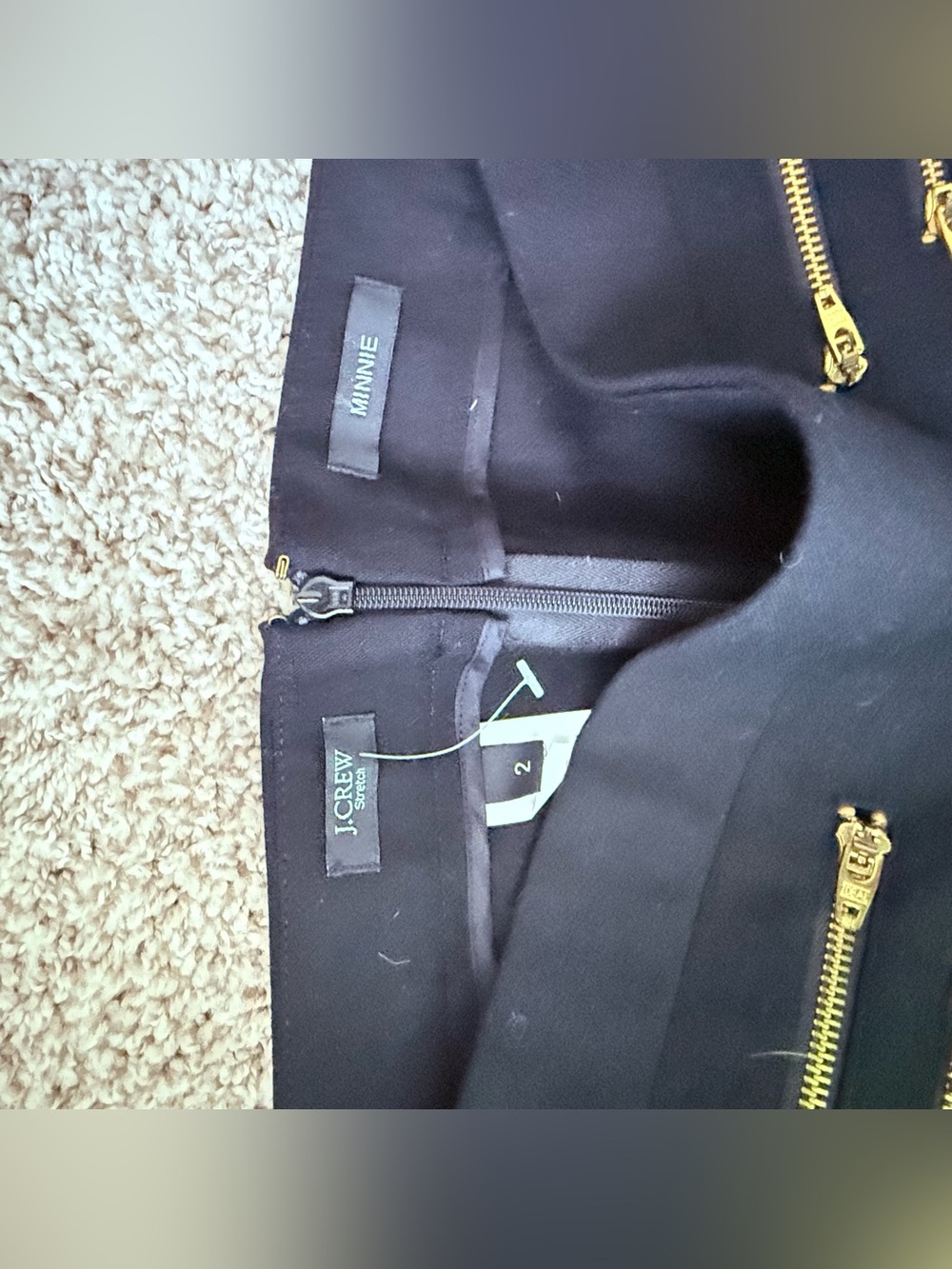 J.Crew Minnie Pants Size 2 Black Skinny Cropped Gold Zipper Wool Blend - Picture 4 of 8